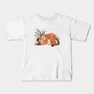 Adorable Tiger Animal Loving Cuddle Embrace Children Kid Tenderness Kids T-Shirt